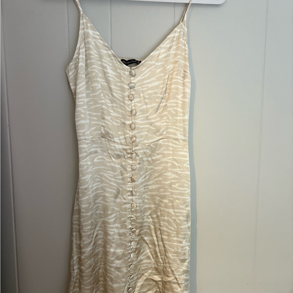 Abercrombie & Fitch Cream Patterned Midi Dress